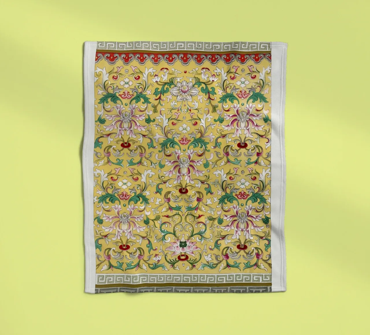 Owen Jones - Vibrant Yellow Chinese Botanical Ornament fleece blanket by ClubArt