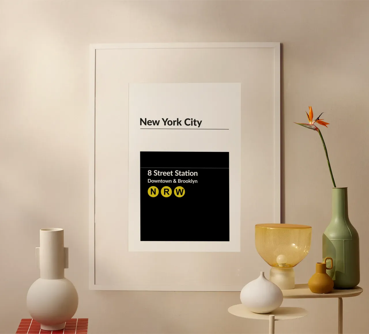 8th Street Station poster with wooden frame by studiopicaprints