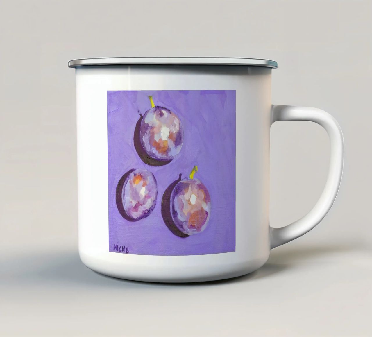 Plums tazza in smalto da Miche Watkins