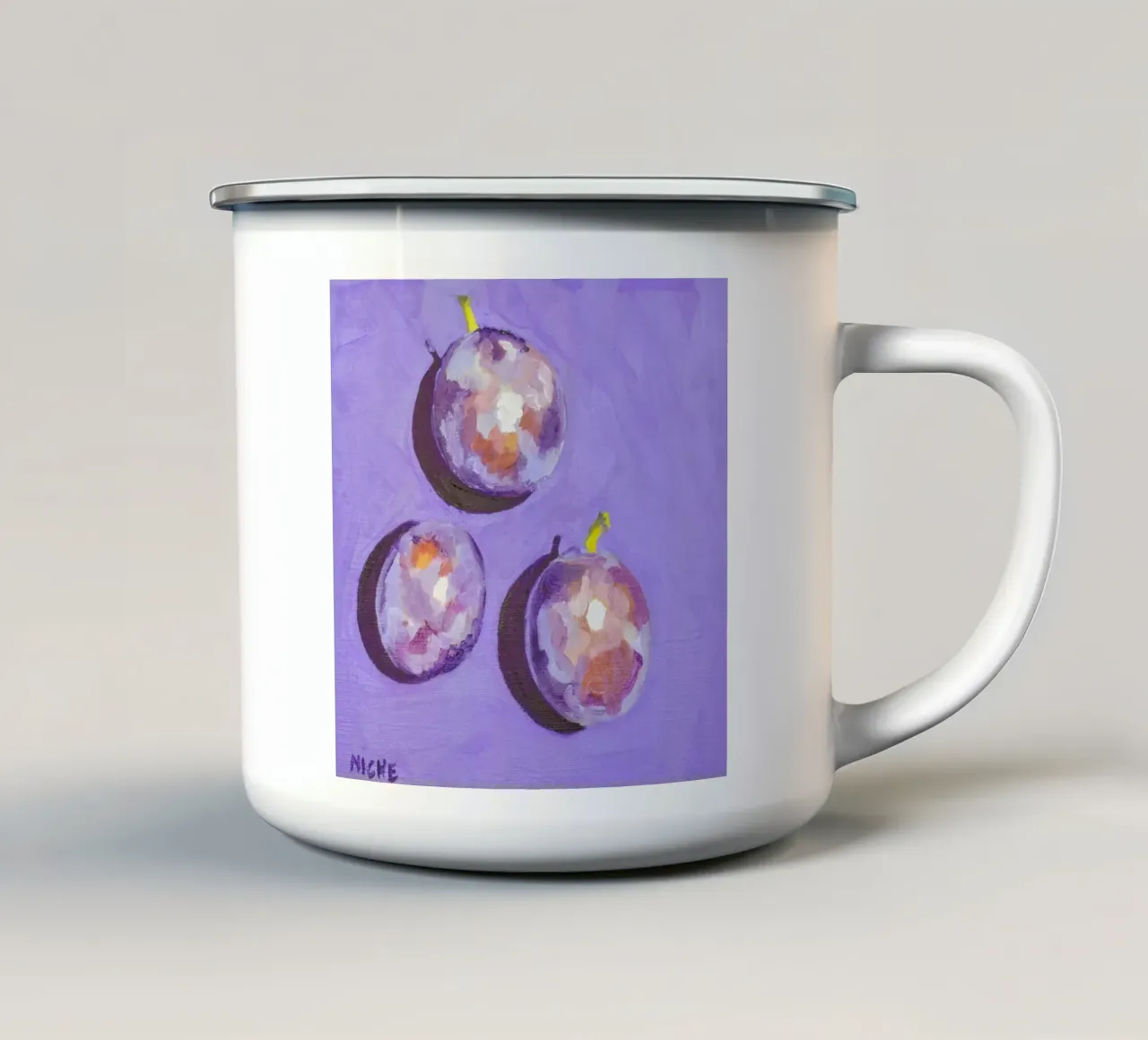 Plums tazza in smalto da Miche Watkins