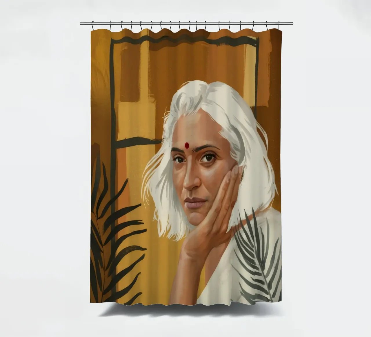 Elder Gaze Warmth shower curtain by Arcane Shade