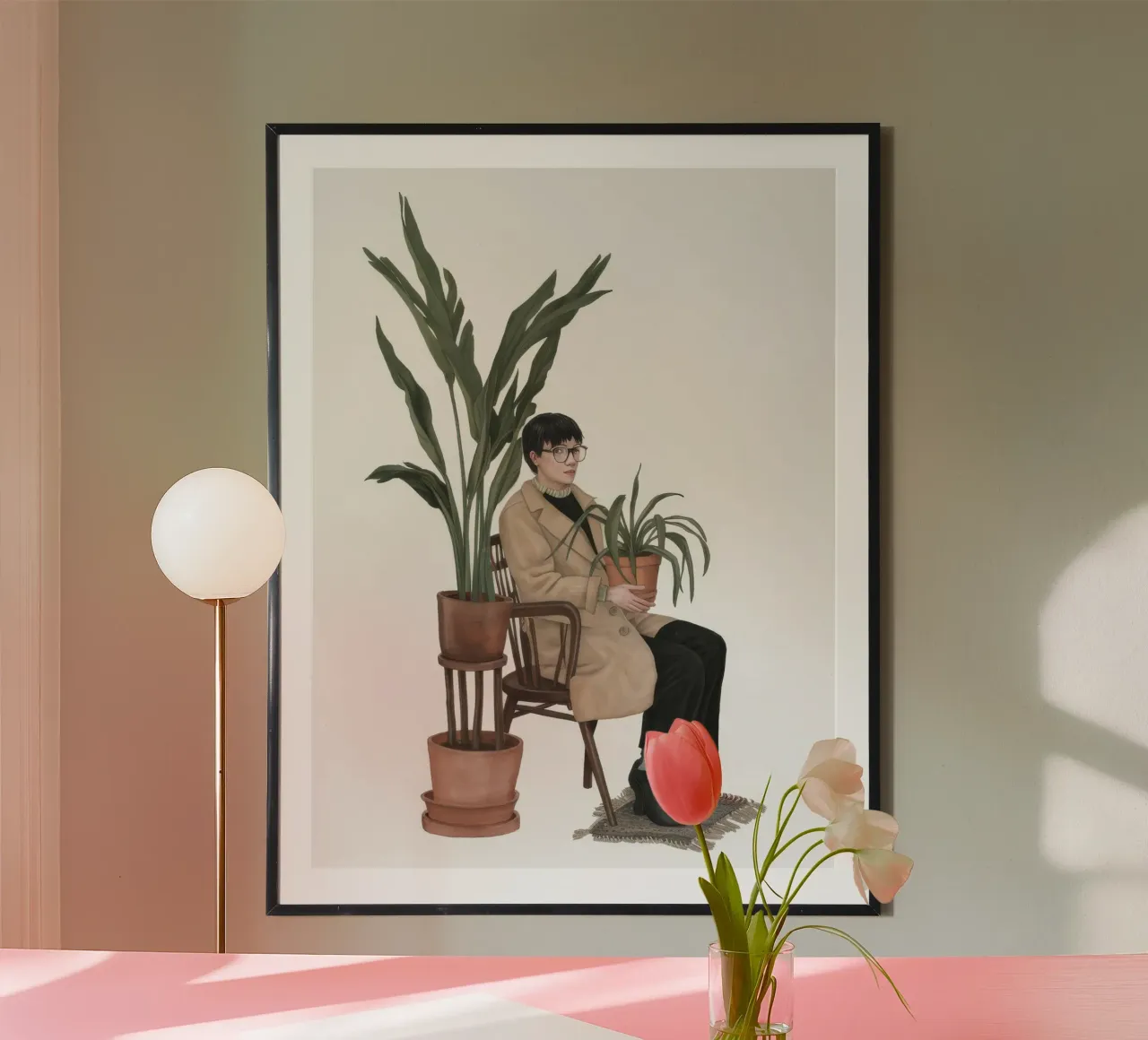 L'uomo dell'angolo verde poster con telaio in legno da Arcane Shade
