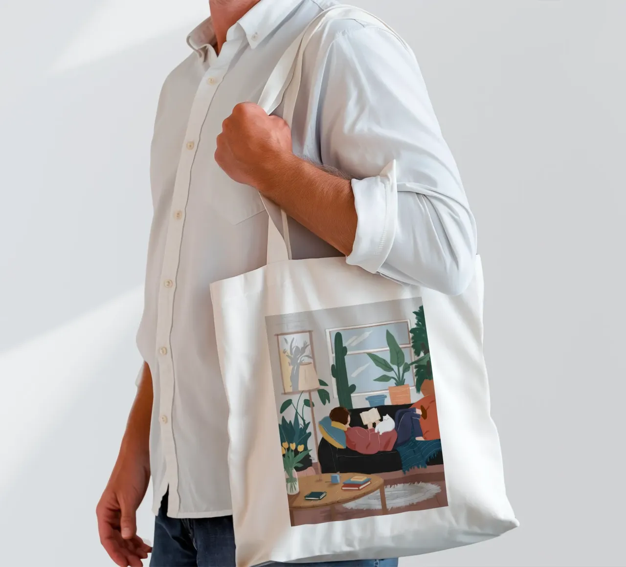 Rifugio per la lettura sul divano borsa in juta da Arcane Shade