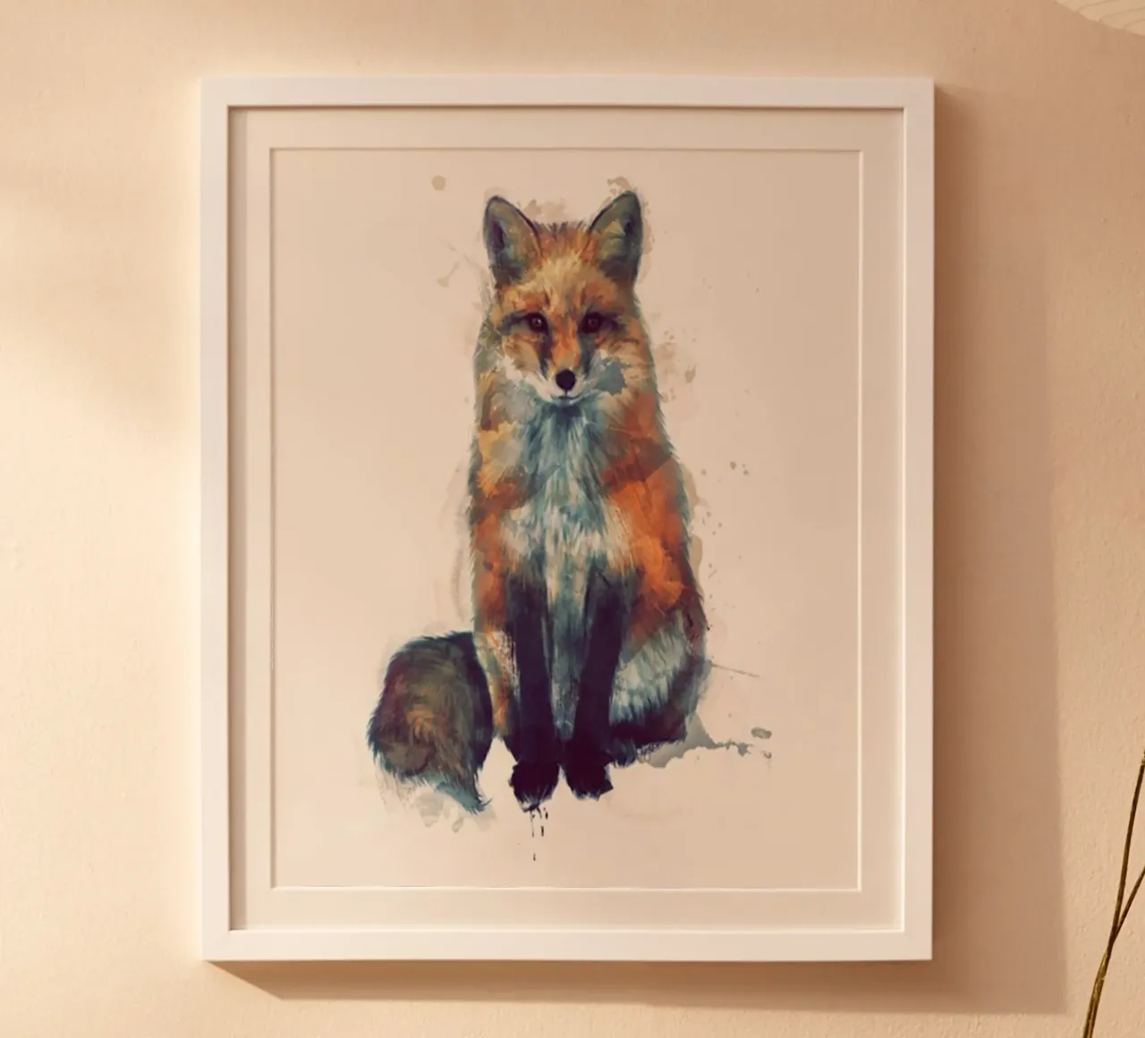 illustrazione di amy hamilton seduta espressione di volpe poster con telaio in plastica da kbm store