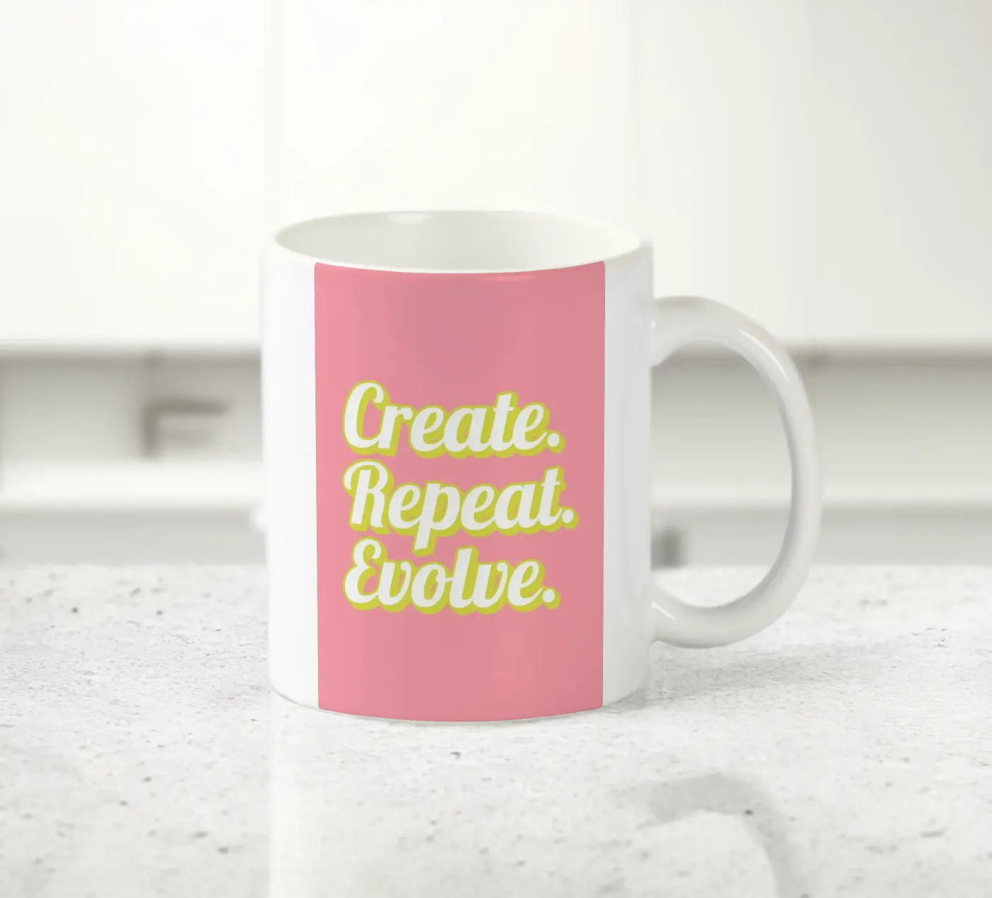 CREATE. REPEAT. EVOLVE keramische mok van SMRT STUDIO
