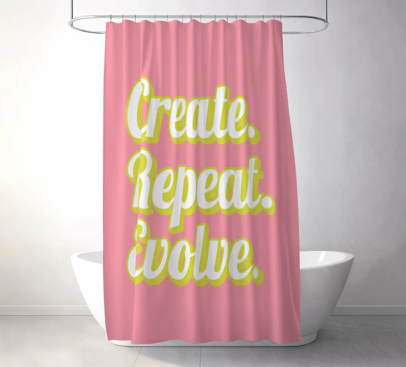 CREATE. REPEAT. EVOLVE shower curtain by SMRT STUDIO
