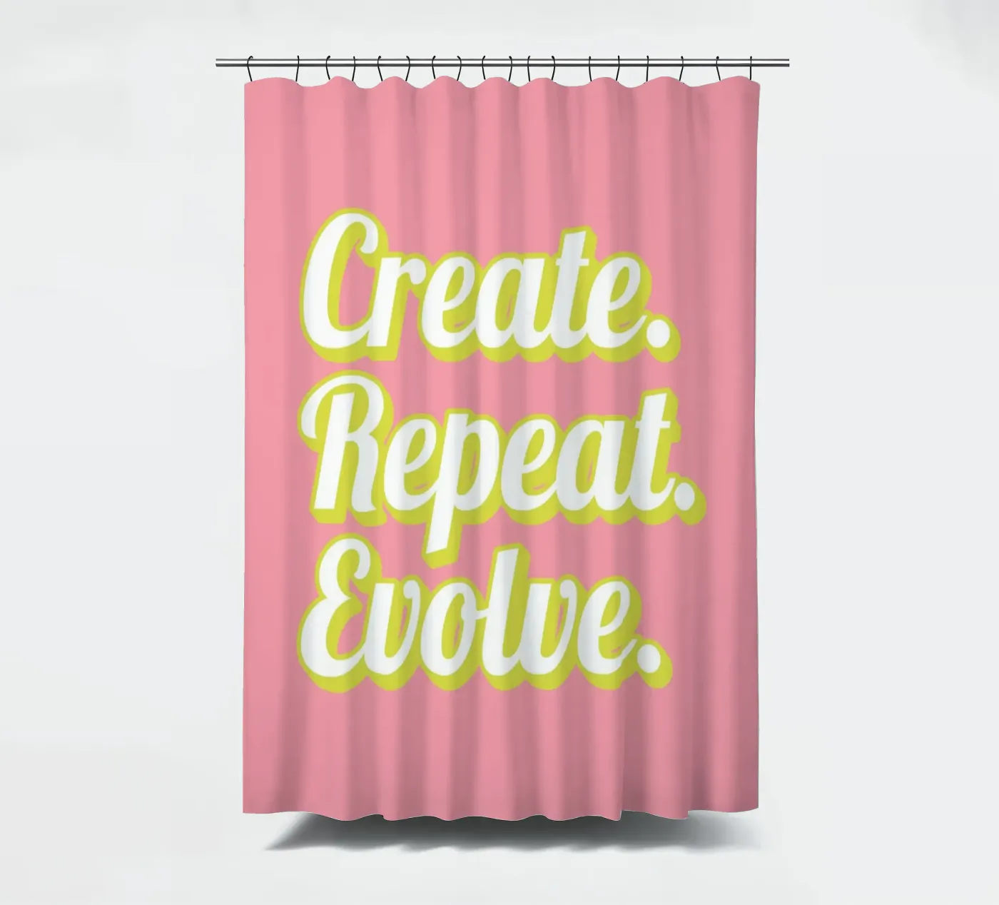 CREATE. REPEAT. EVOLVE shower curtain by SMRT STUDIO