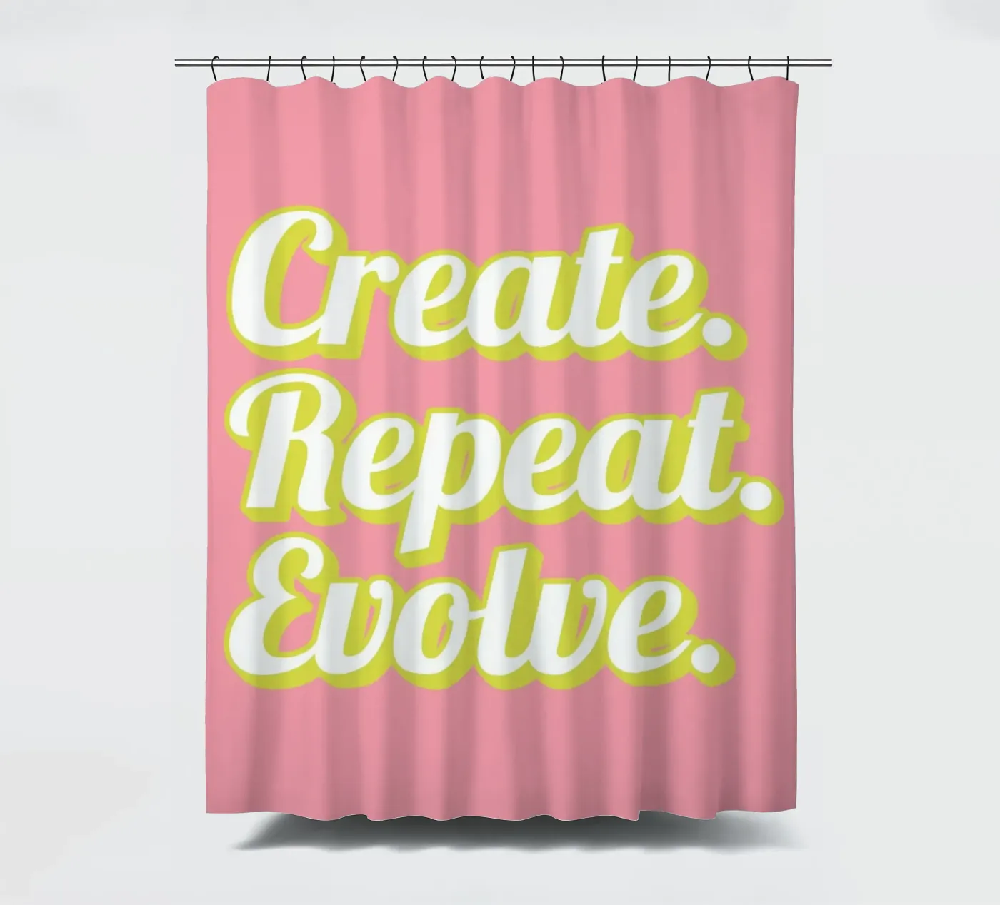CREATE. REPEAT. EVOLVE shower curtain by SMRT STUDIO