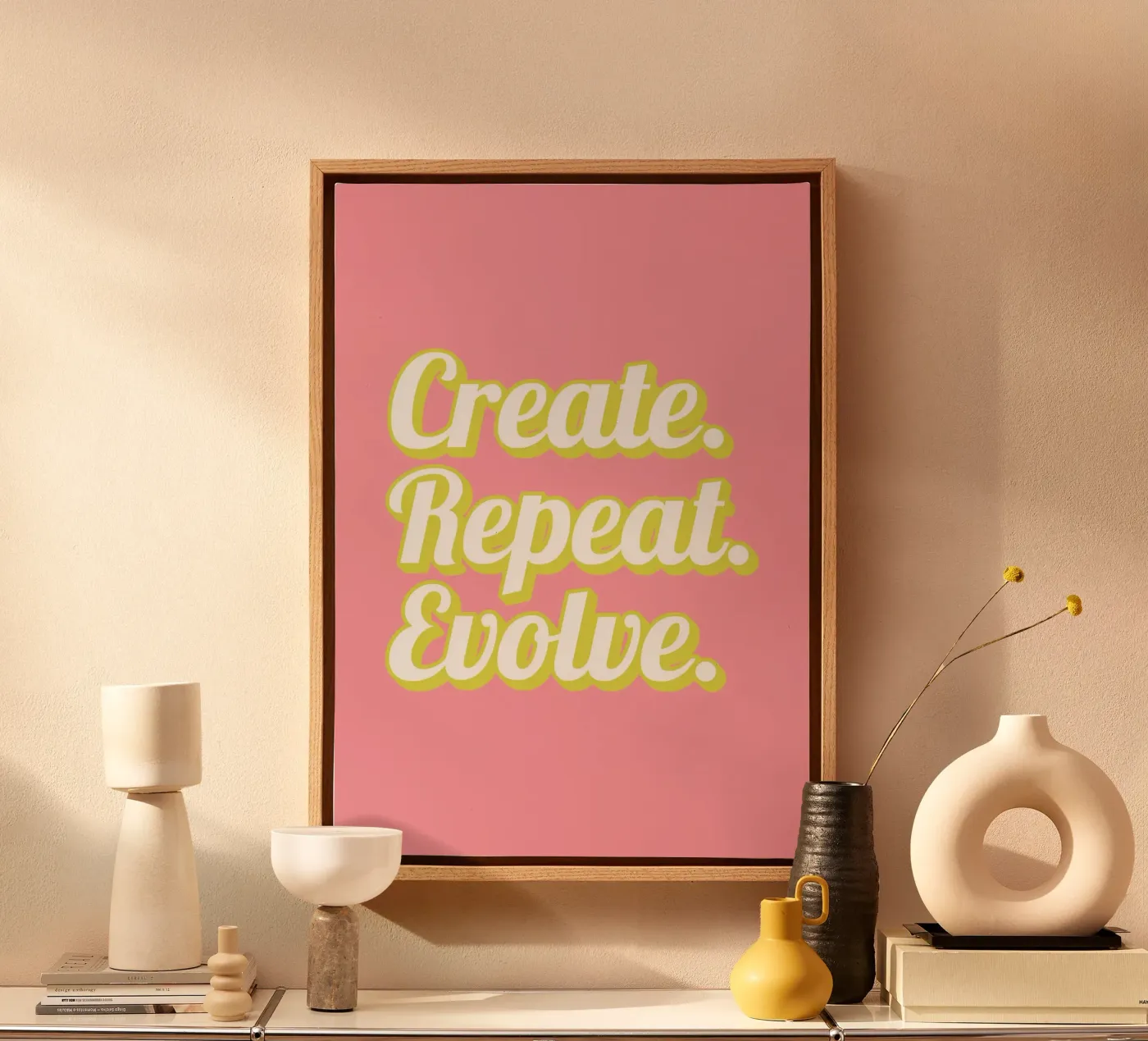 CREATE. REPEAT. EVOLVE Leinwand von SMRT STUDIO