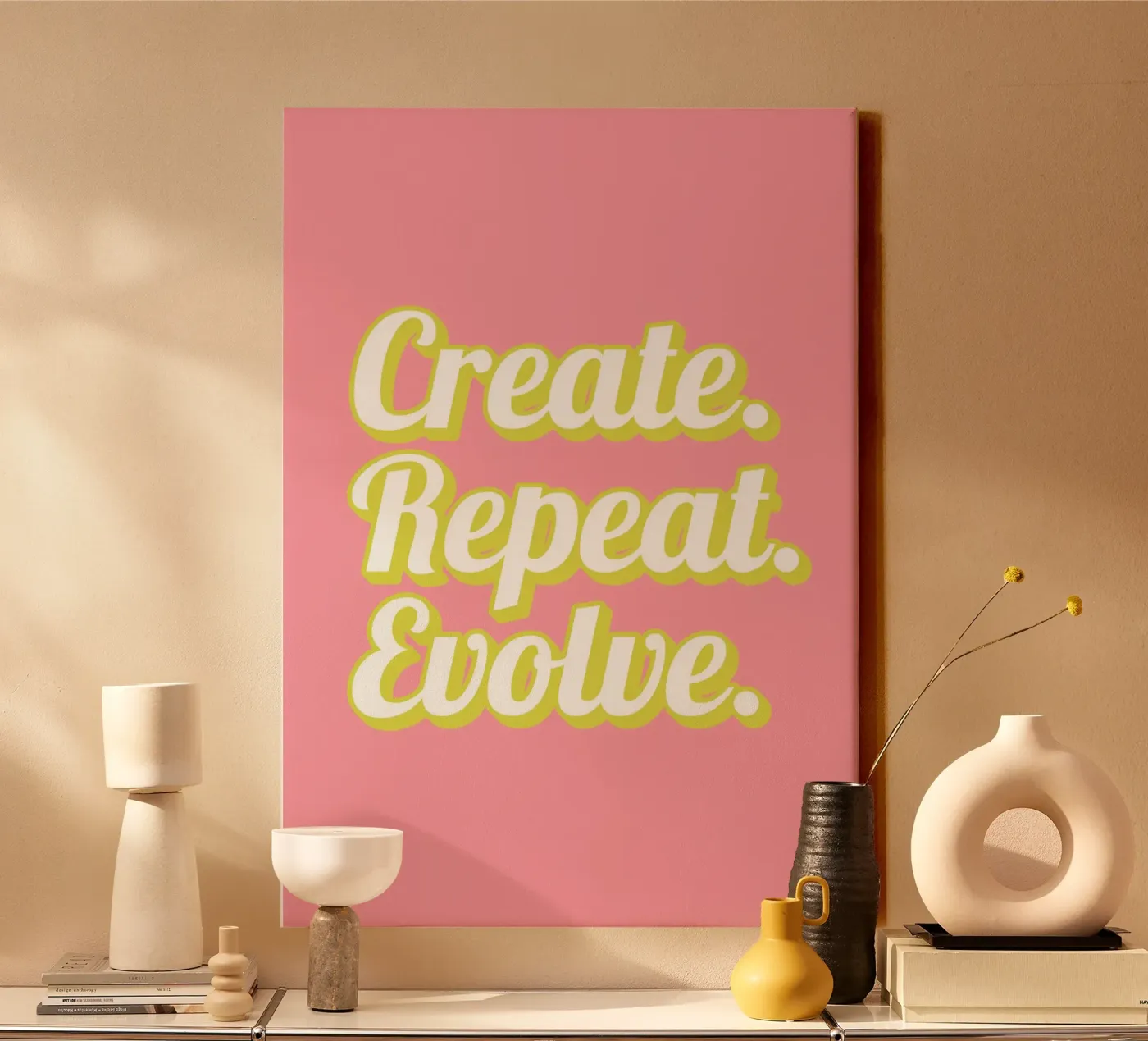CREATE. REPEAT. EVOLVE Leinwand von SMRT STUDIO