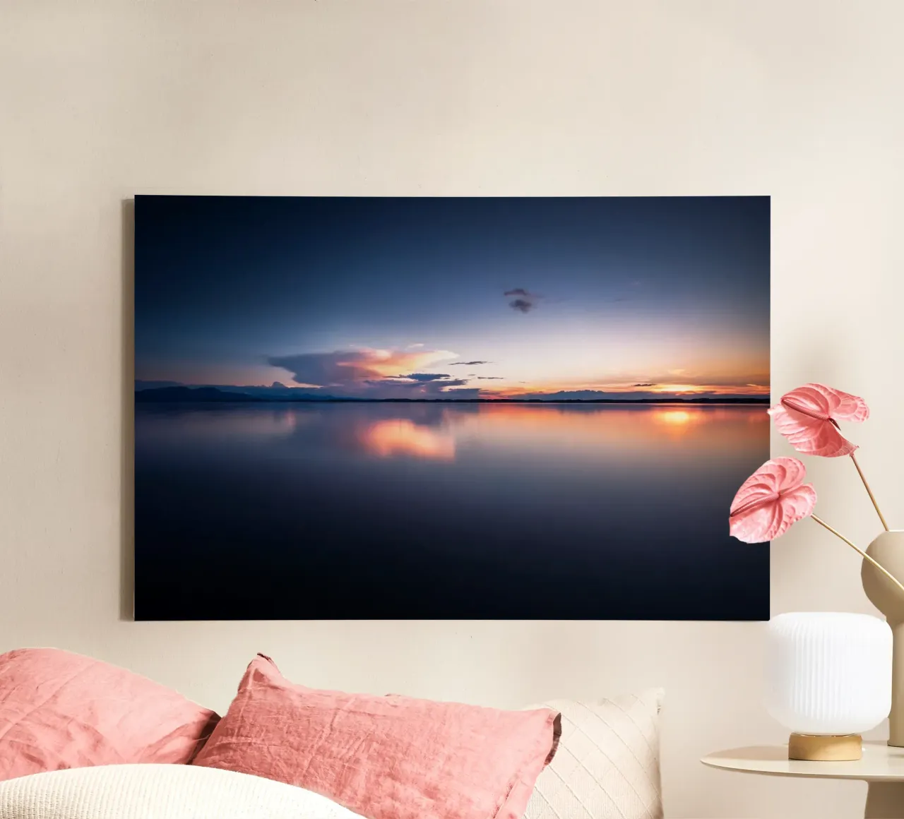 Evening atmosphere at Lake Chiemsee in Bavaria canvas by 5ecken