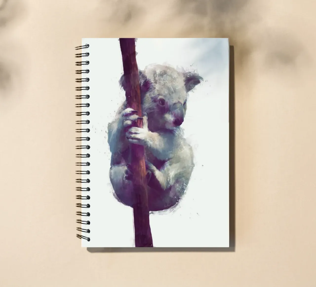 koala clutching eucalyptus amy hamilton spiral notebook by kbm store
