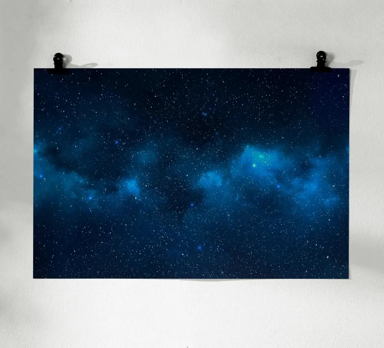 galassia cielo notturno poster con telaio in legno da Bleu