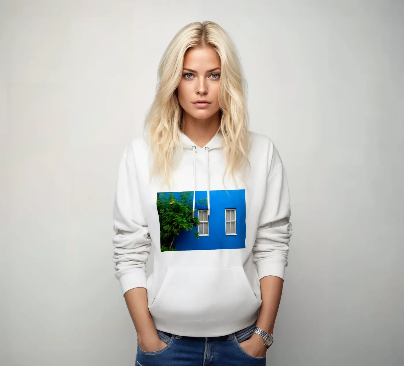 décorer simplement sweat à capuche de Bleu