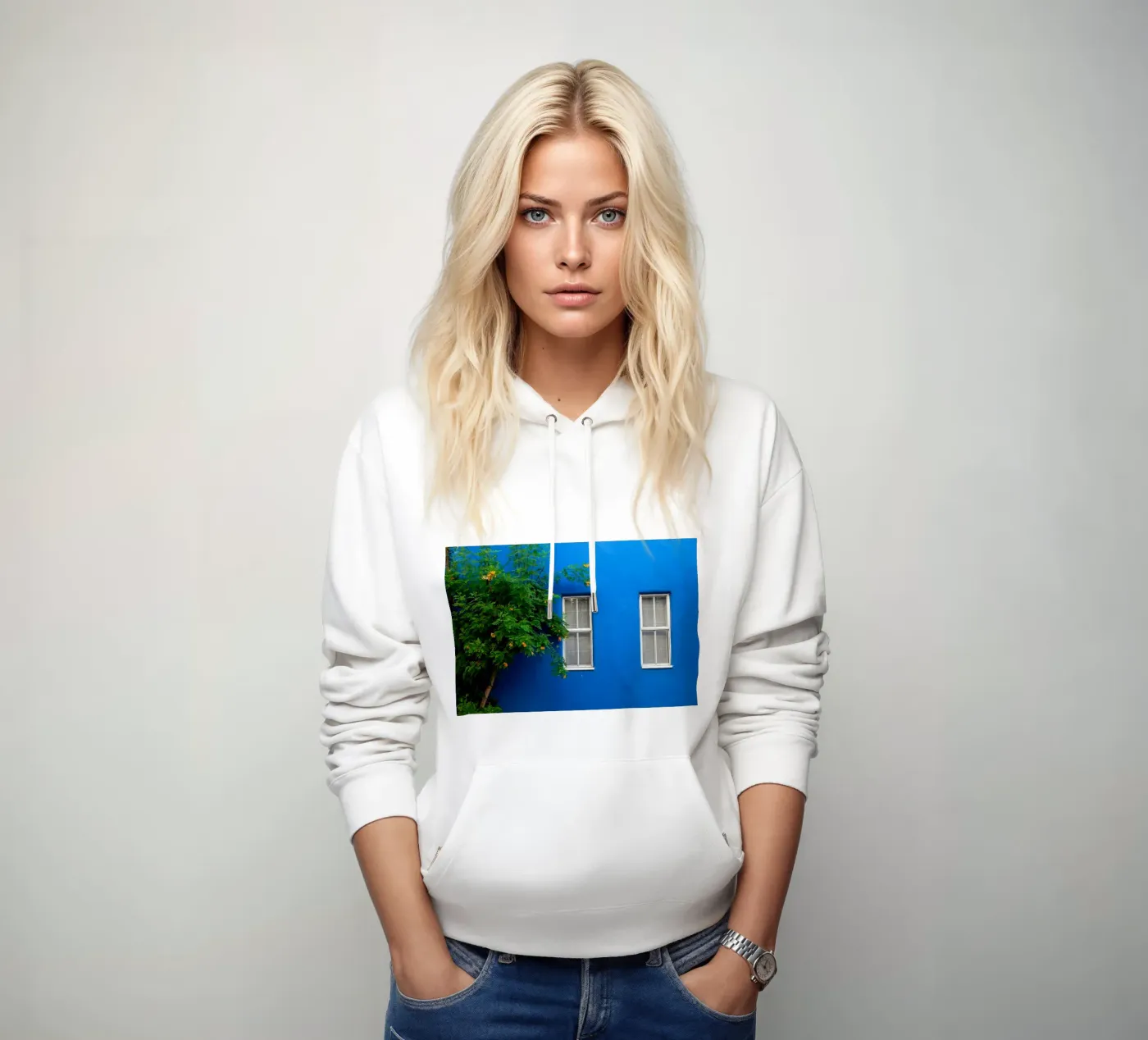 décorer simplement sweat à capuche de Bleu