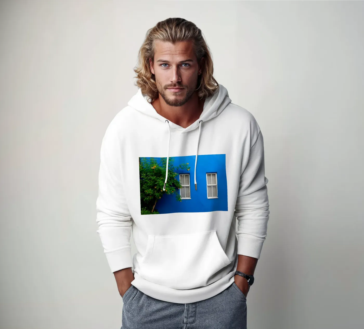 décorer simplement sweat à capuche de Bleu