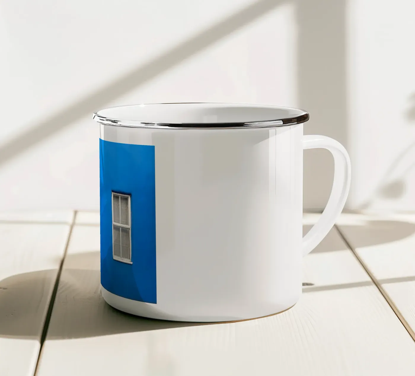 décorer simplement mug en émail de Bleu