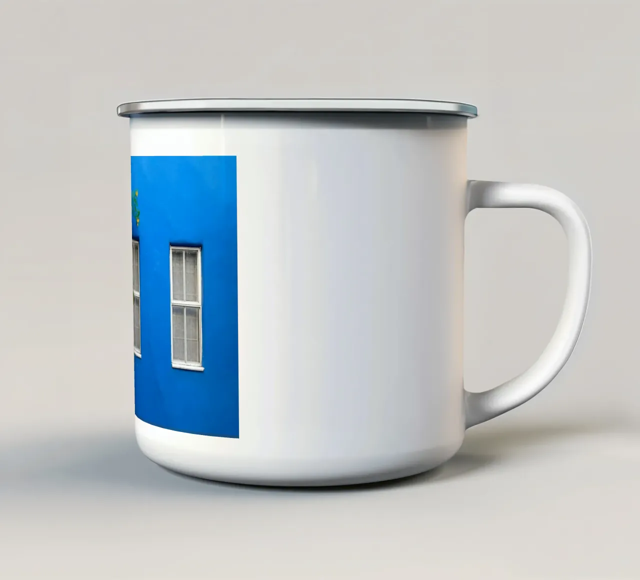 eenvoudig versieren emaille mok van Bleu