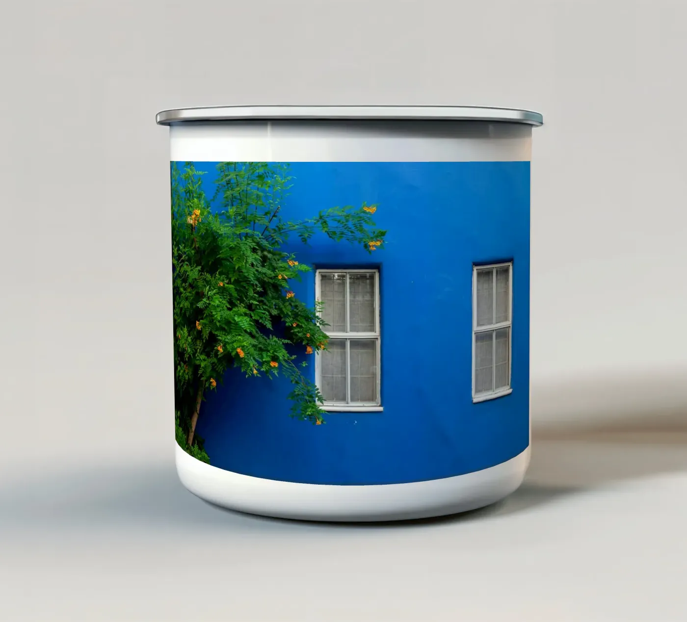 décorer simplement mug en émail de Bleu
