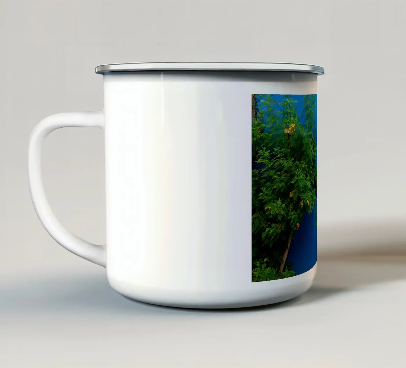 décorer simplement mug en émail de Bleu
