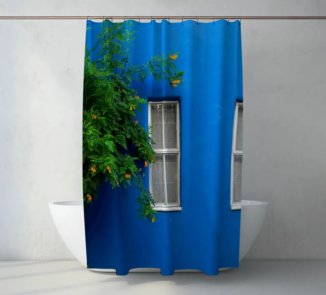 décorer simplement rideau de douche de Bleu