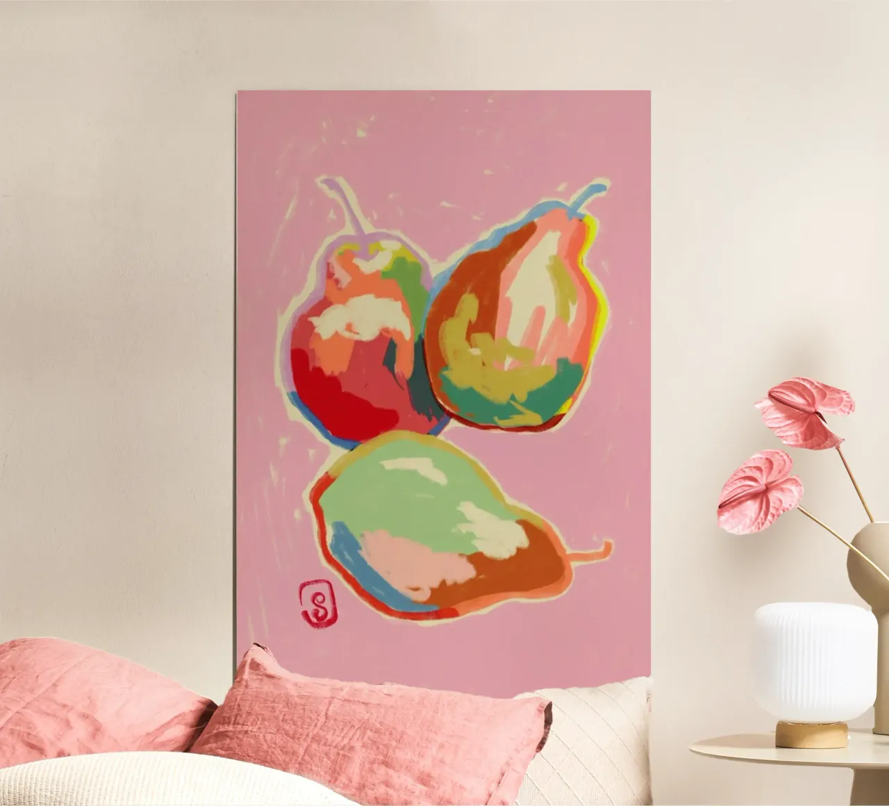 Perfect Pears poster con telaio in alluminio da Sandra Poliakov