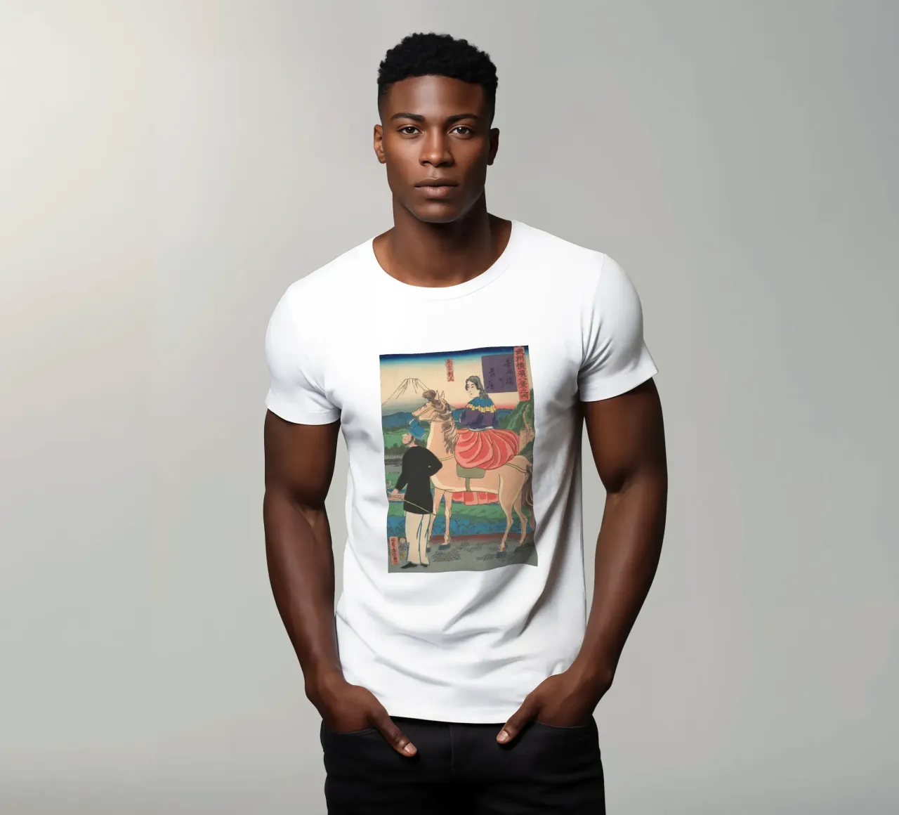 Utagawa Yoshitora - Oche in discesa al ponte Yoshida t-shirt da Wirla