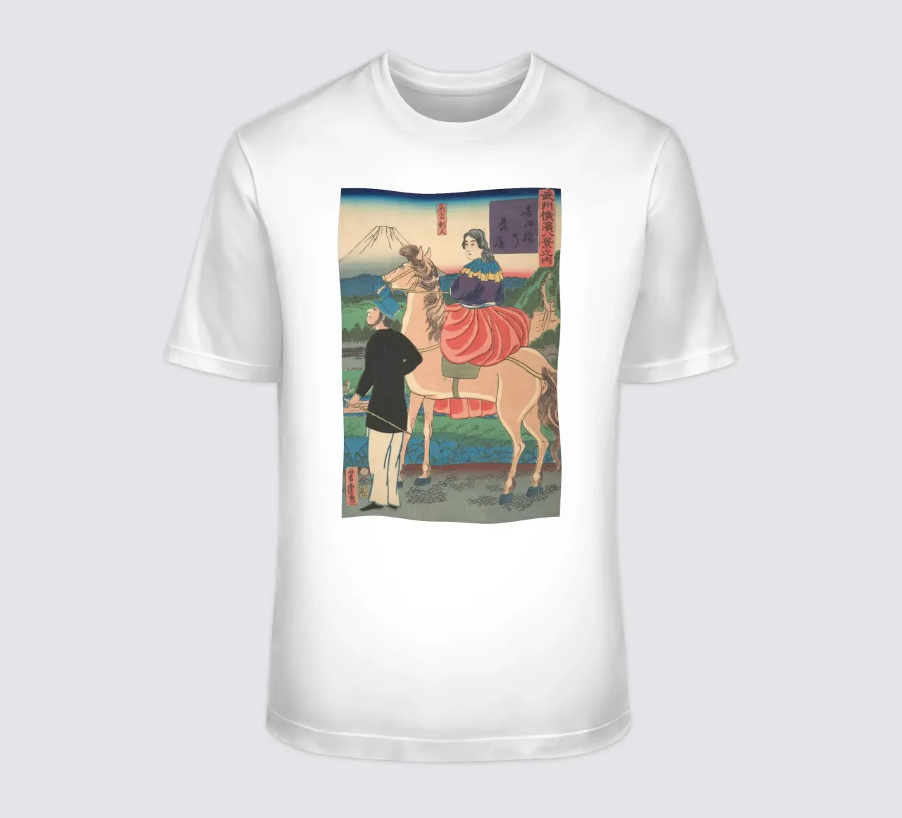 Utagawa Yoshitora - Oche in discesa al ponte Yoshida t-shirt da Wirla