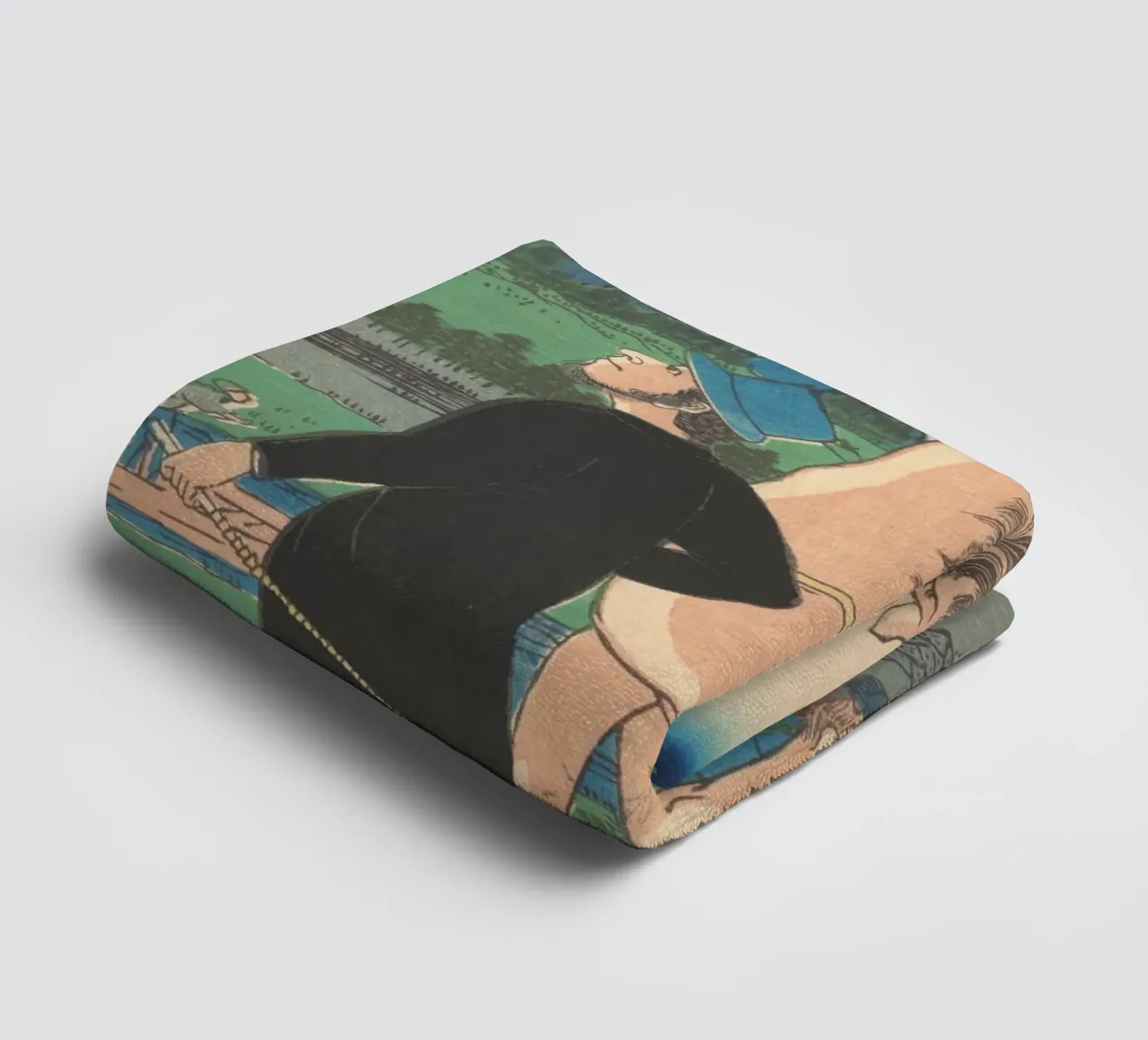 Utagawa Yoshitora - Oche in discesa al ponte Yoshida asciugamano da bagno da Wirla