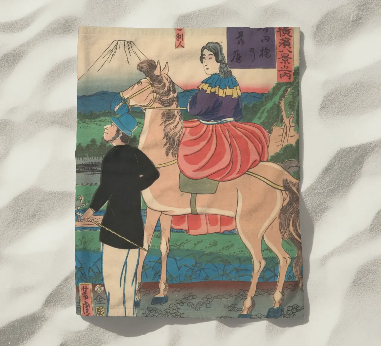 Utagawa Yoshitora - Oche in discesa al ponte Yoshida telo mare da Wirla