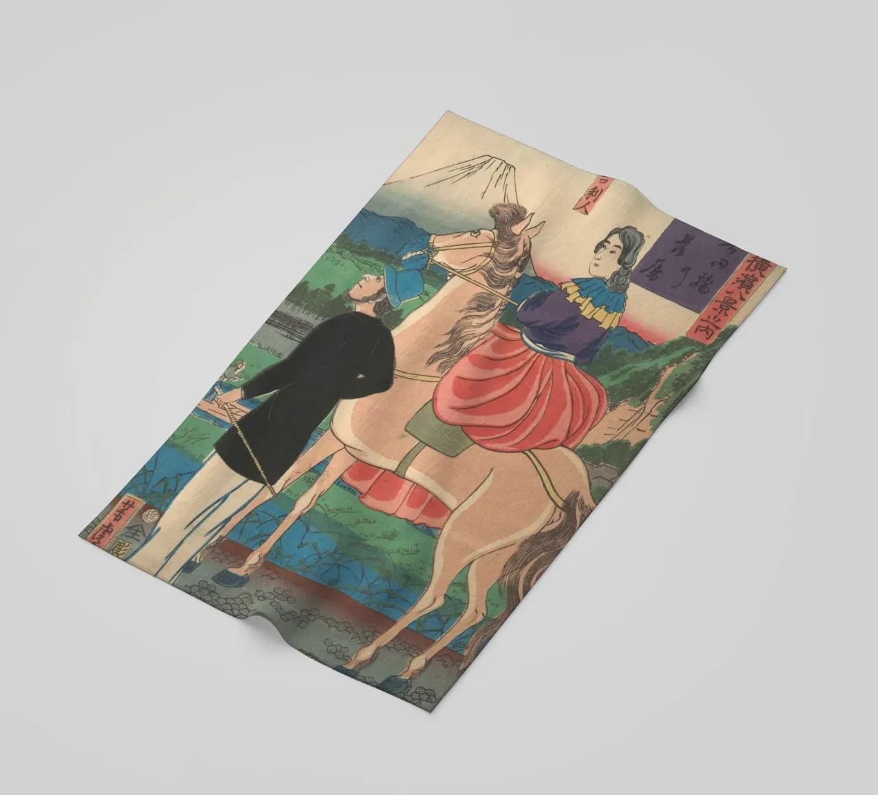Utagawa Yoshitora - Oche in discesa al ponte Yoshida telo mare da Wirla
