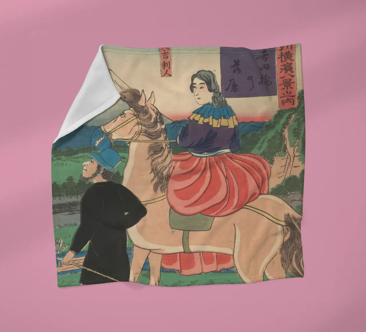 Utagawa Yoshitora - Oche in discesa al ponte Yoshida coperta in pile da Wirla