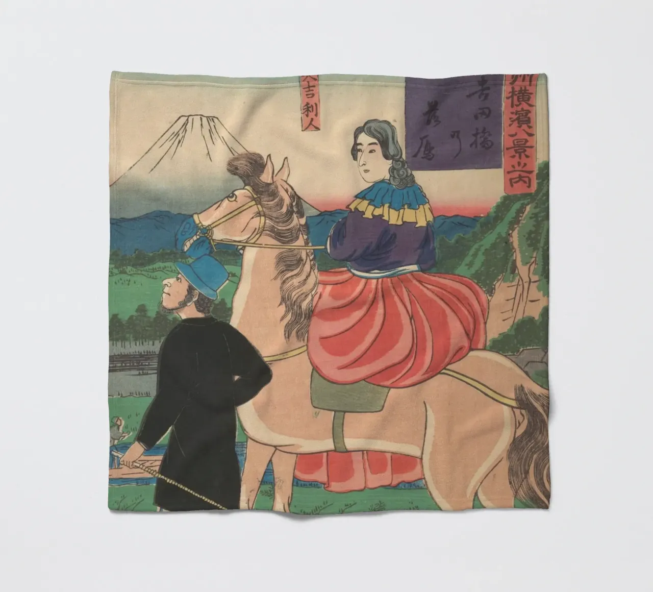 Utagawa Yoshitora - Oche in discesa al ponte Yoshida coperta in pile da Wirla