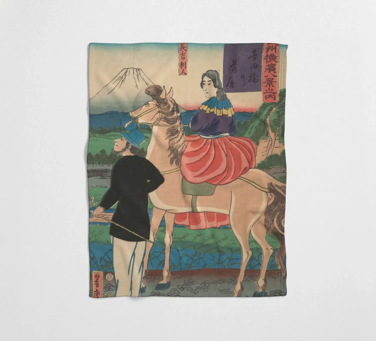 Utagawa Yoshitora - Oche in discesa al ponte Yoshida coperta in pile da Wirla