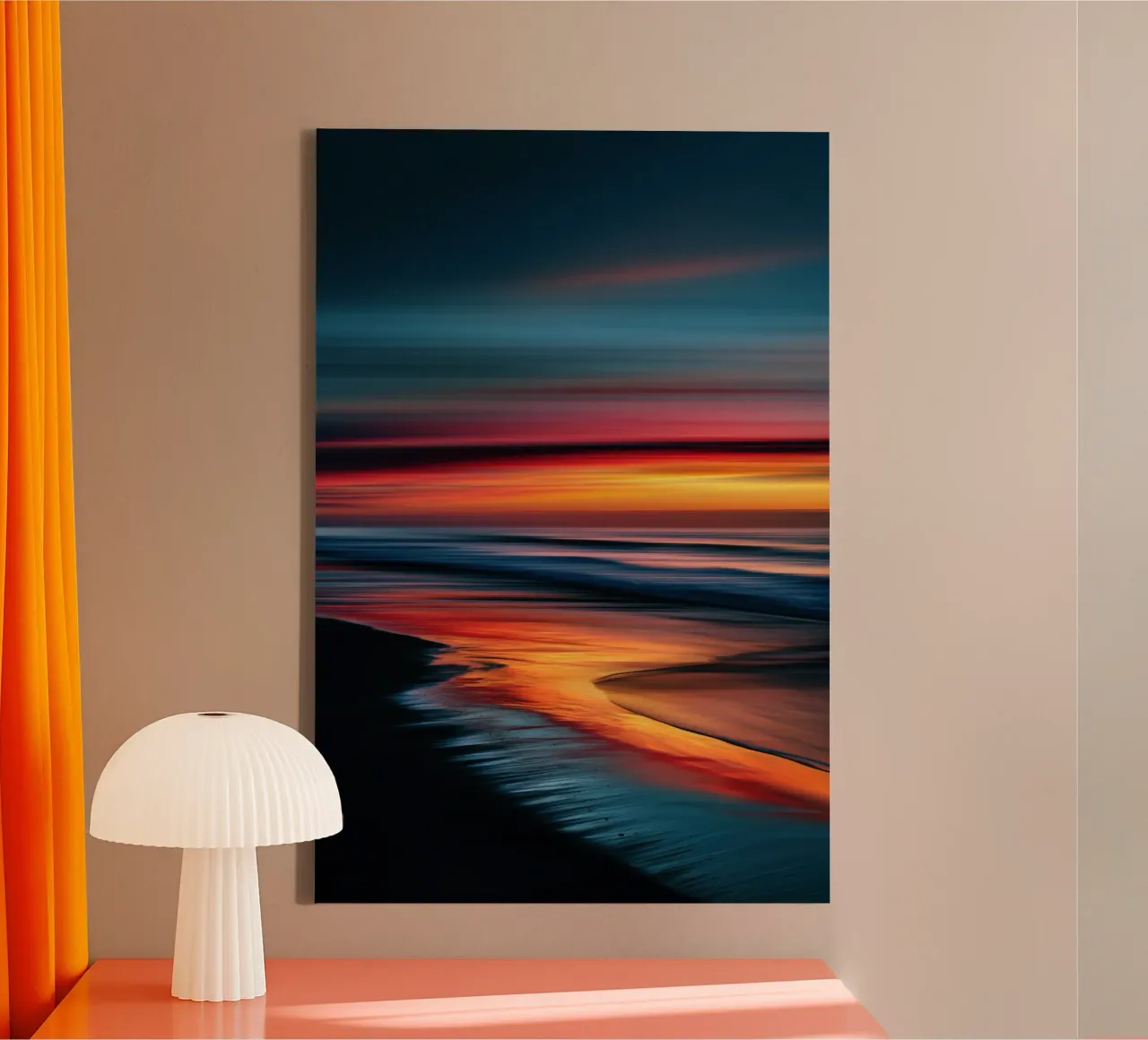 Soleil de minuit sur la plage noire | Peinture photo numérique toile de Autofocus