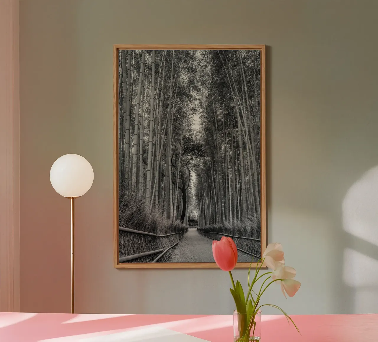 L'imponente foresta di bambù di Arashiyama in monocromia alluminio dibond da Melanie Viola
