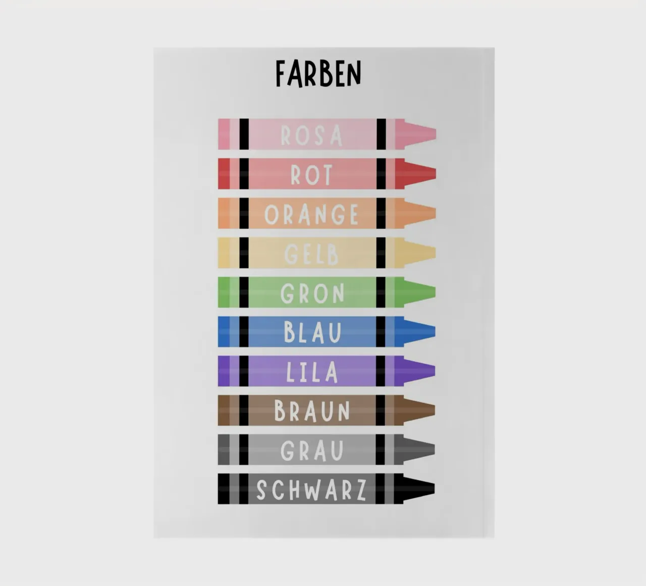 Coloured Crayon Print, Educational Colour Print, Nursery Art notebook by ABC Prints