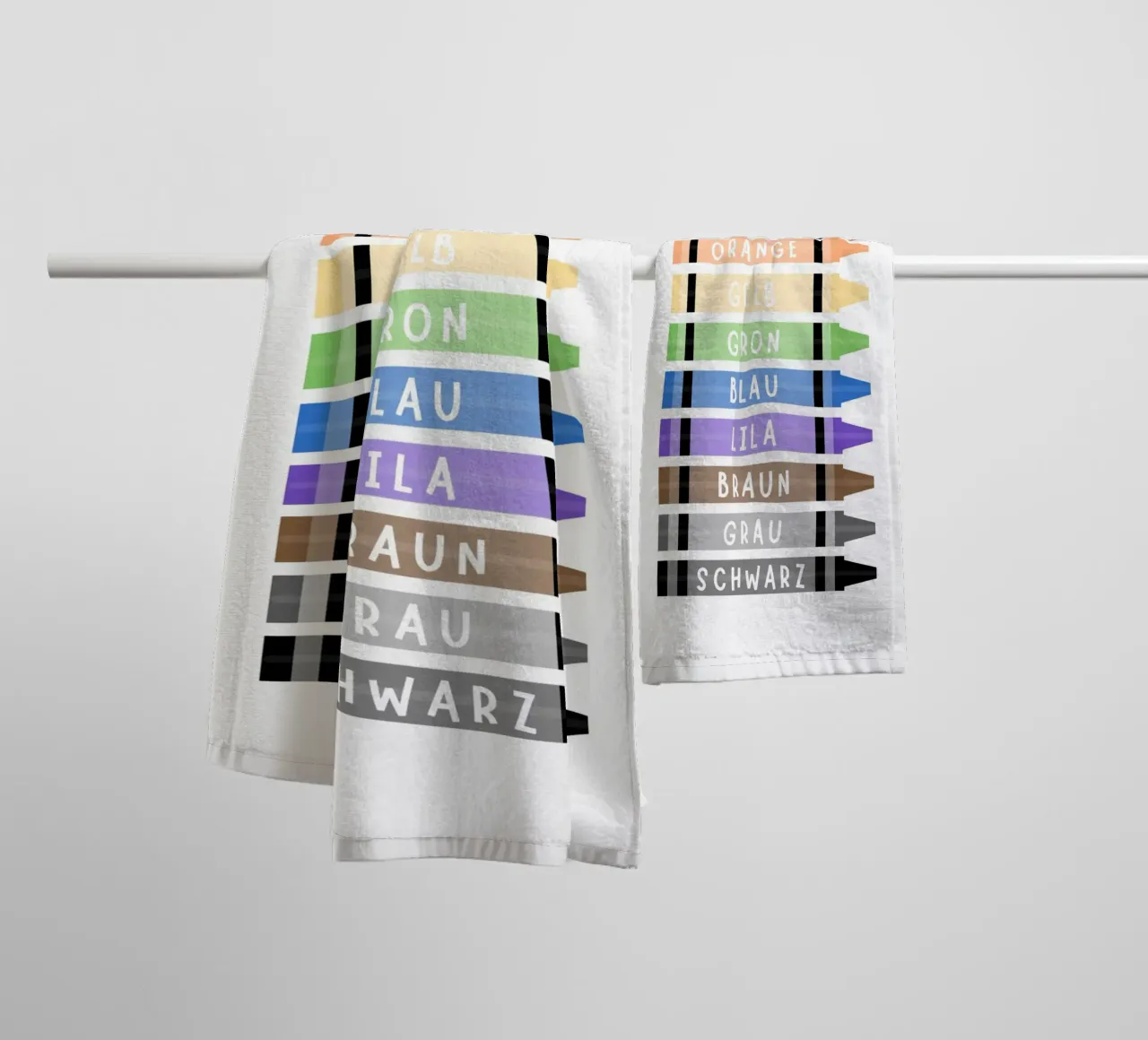 Coloured Crayon Print, Educational Colour Print, Nursery Art towel by ABC Prints