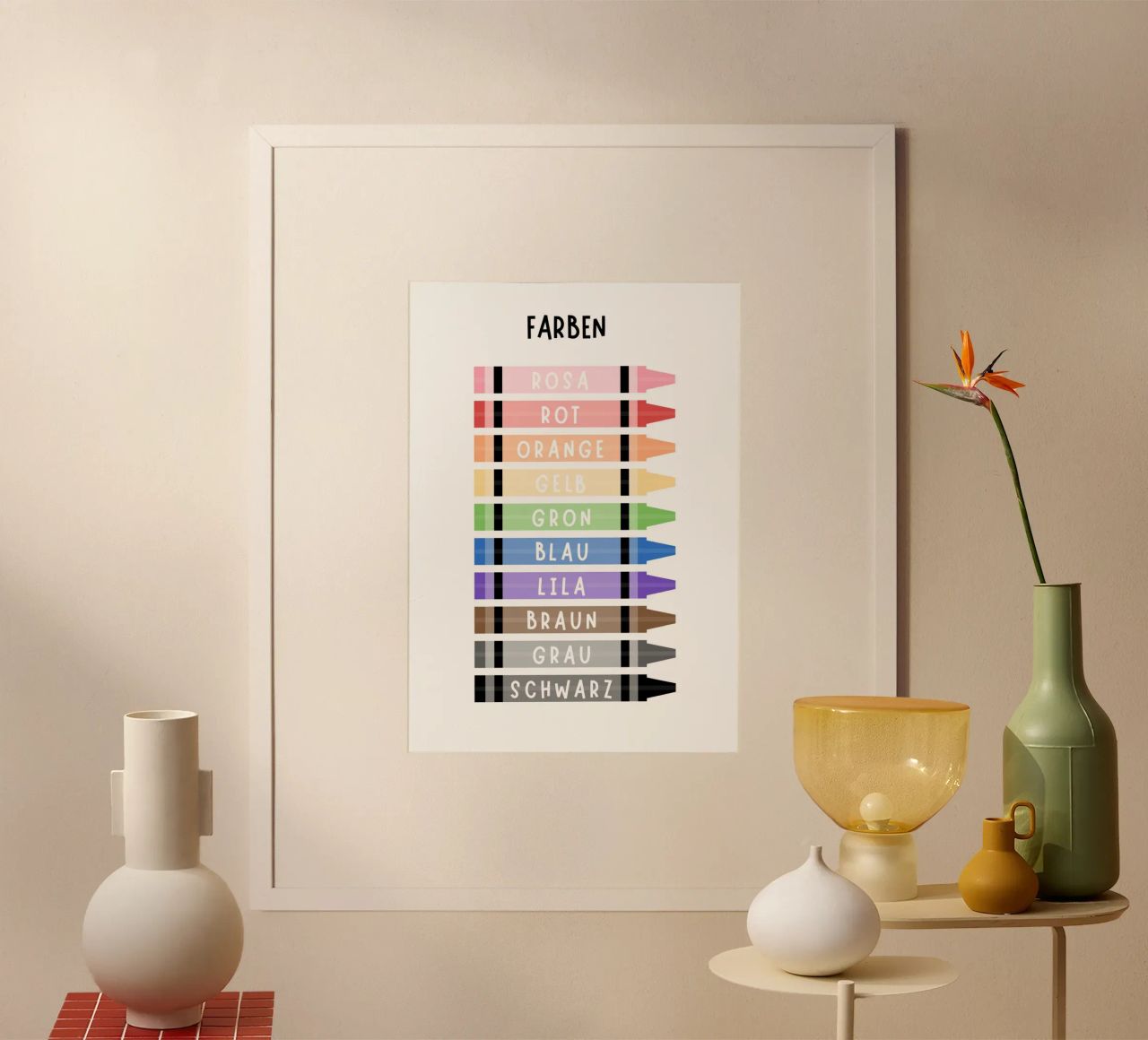Farbige Buntstifte drucken, pädagogische Farbe drucken, Kinderzimmer Kunst Poster von ABC Prints