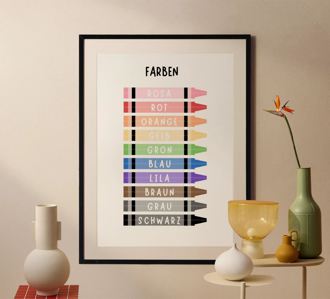 Farbige Buntstifte drucken, pädagogische Farbe drucken, Kinderzimmer Kunst Poster von ABC Prints