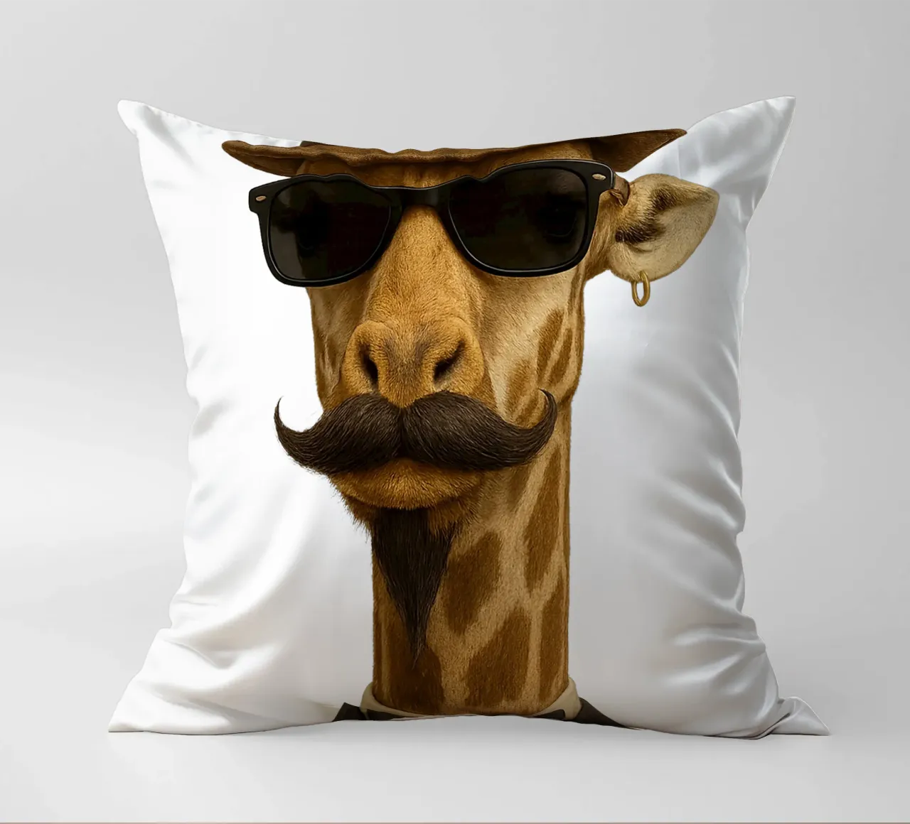 Giraffe Gentleman – Classe Naturelle en Costard cuscino da So Cute Land - Affiches et posters