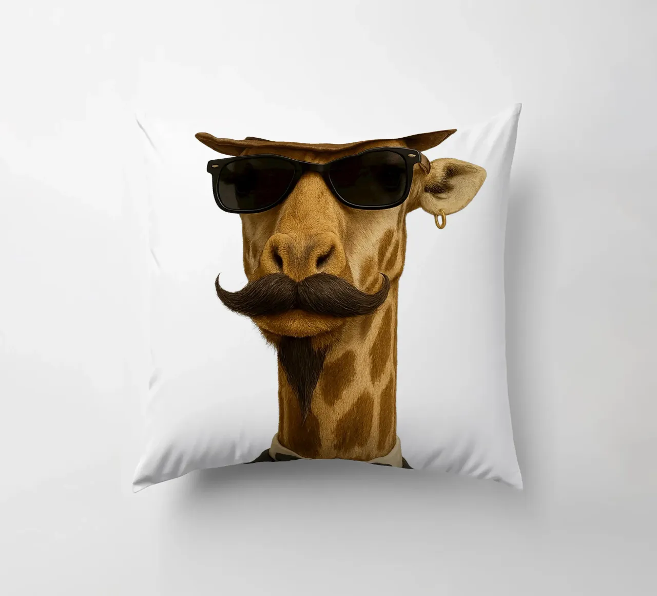 Giraffe Gentleman – Classe Naturelle en Costard cuscino da So Cute Land - Affiches et posters