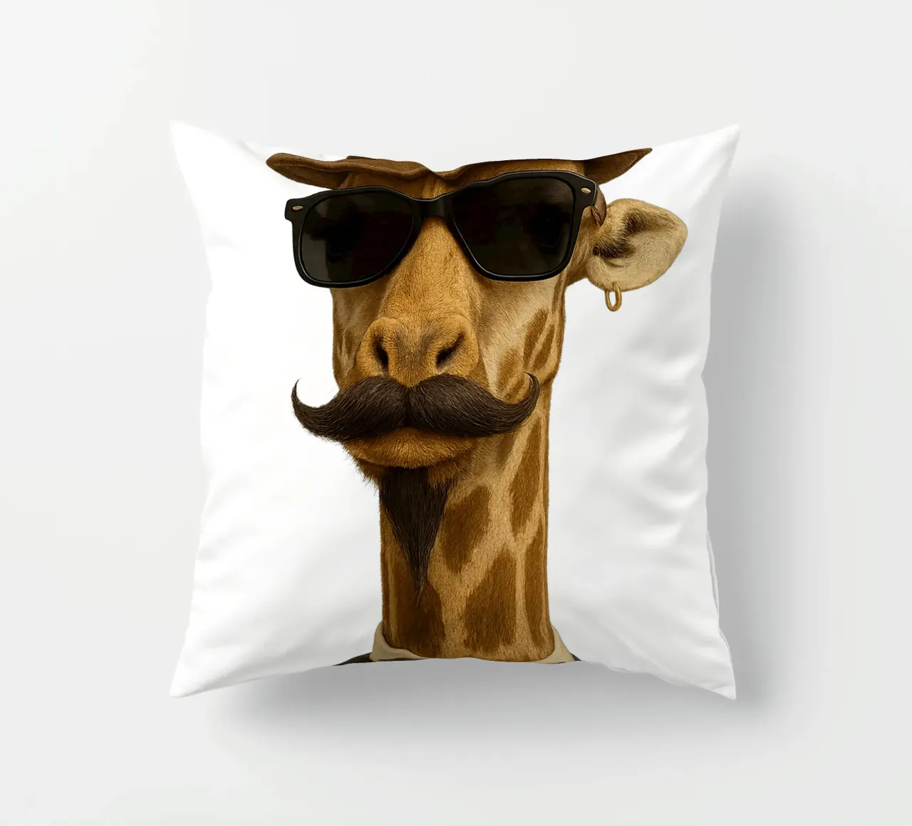Giraffe Gentleman – Classe Naturelle en Costard cuscino da So Cute Land - Affiches et posters