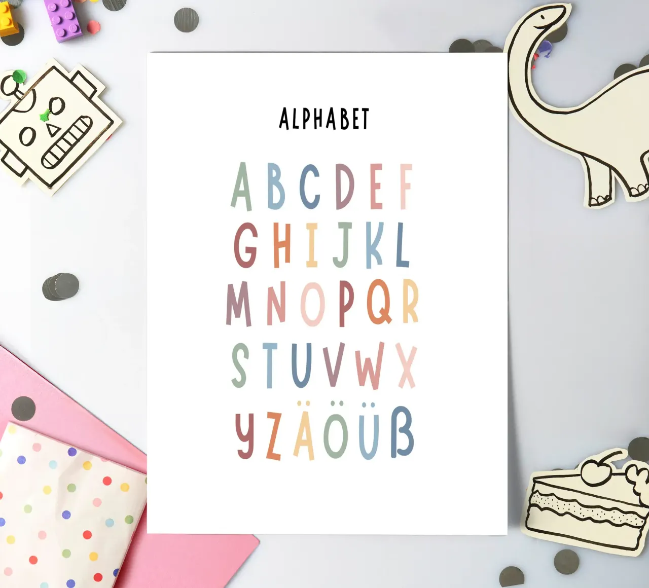 Alfabetprint, wanddecoratie voor babykamers, Kinderkamerprints, Speelkamer stickervel van ABC Prints