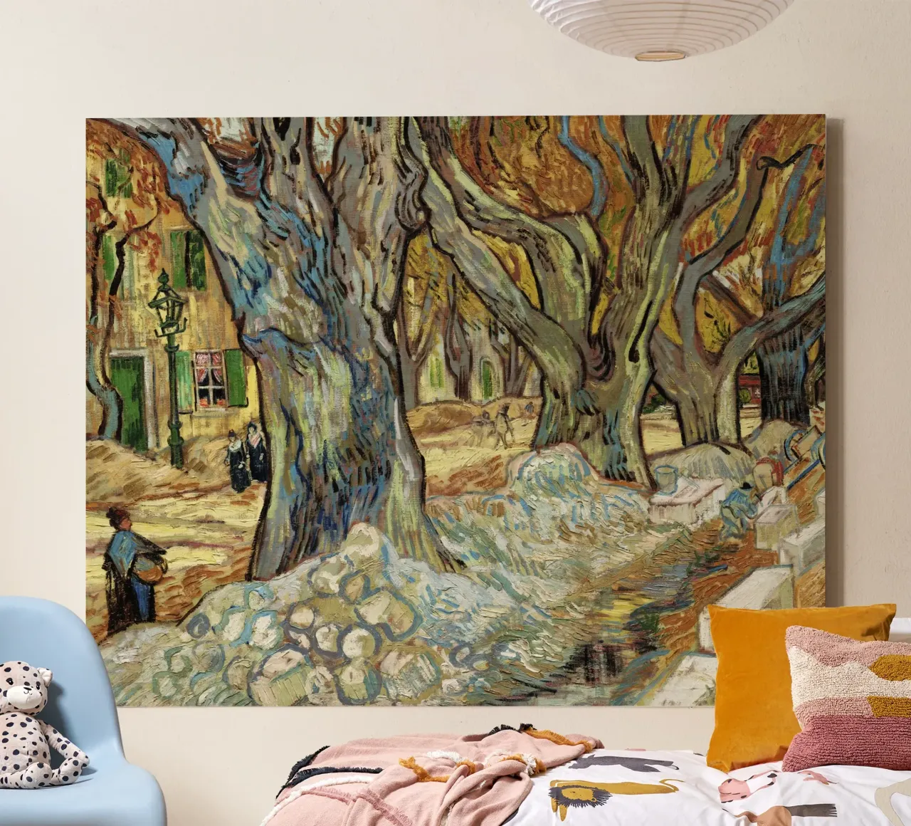 “The Large Plane Trees by Vincent van Gogh canvas with Floater frame by Van Gogh Prints