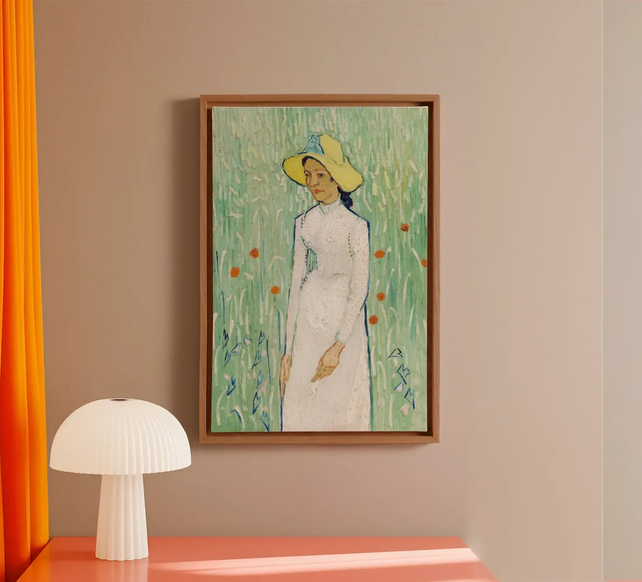 "Ragazza in bianco" (1890) di Vincent van Gogh tela con Cornice a cassetta da Van Gogh Prints