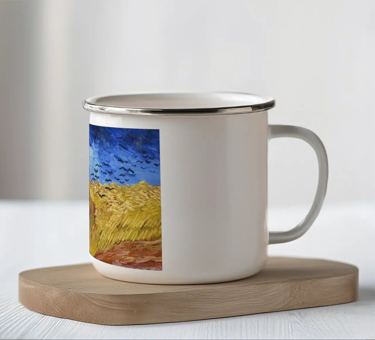 "Campo di grano con corvi" (1890) Vincent van Gogh". tazza in smalto da Van Gogh Prints