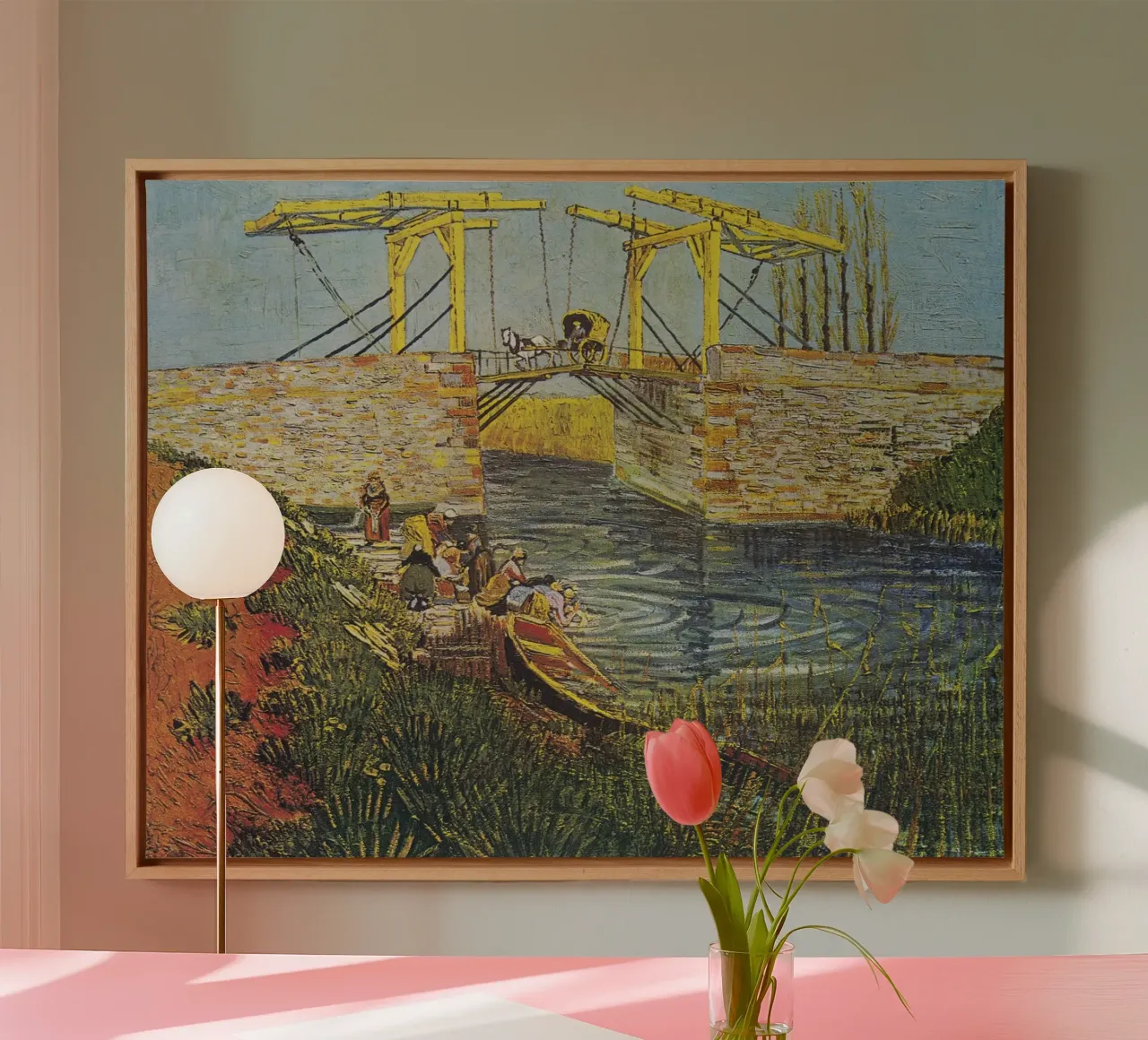 "Il ponte di Langlois ad Arles" di Vincent Van Gogh tela con Cornice a cassetta da Van Gogh Prints