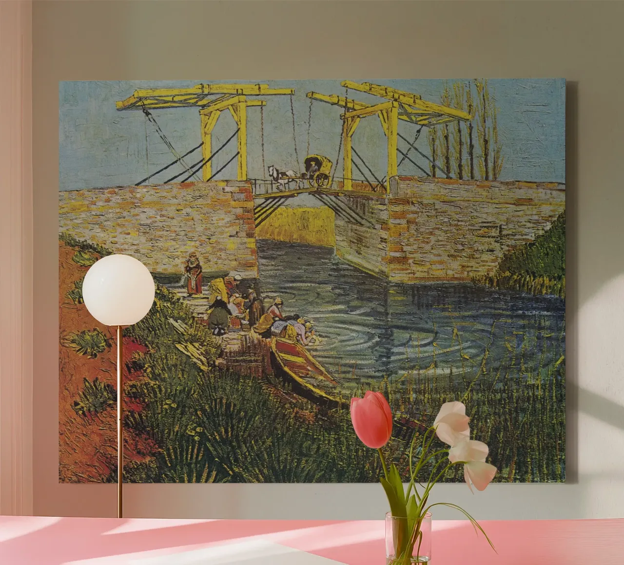 "Il ponte di Langlois ad Arles" di Vincent Van Gogh tela con Cornice a cassetta da Van Gogh Prints