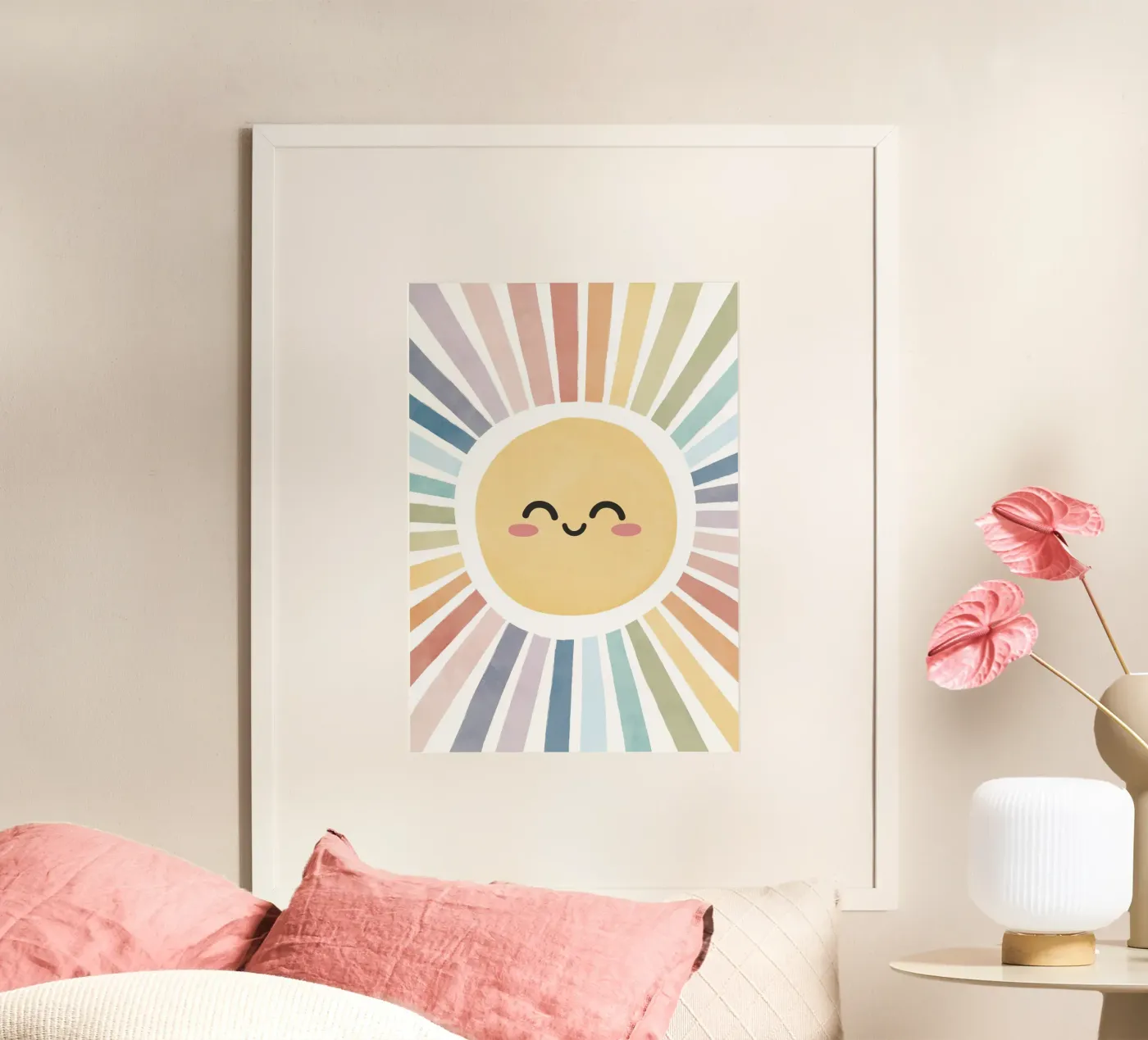 Happy Sun Print, Rainbow Kids Nursery Poster, Playroom Decor Poster von ABC Prints